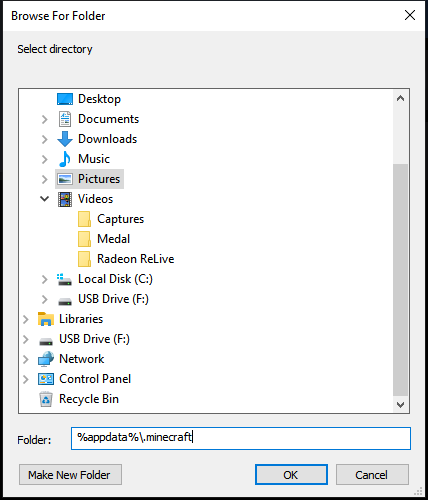 Tutorial: Selecting .minecraft folder