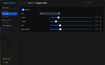 OneConfig settings