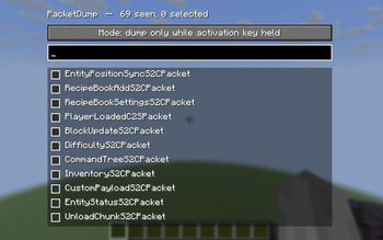 PacketDump main menu gui