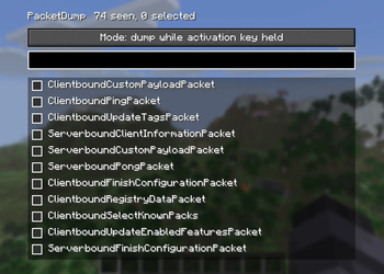 PacketDump Menu