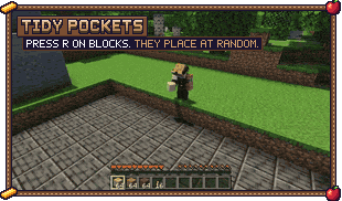Random palette: press R on three planks, then every block placed is a random one
