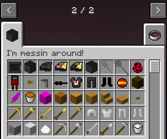 An open tab of the creative menu thingy