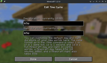 The time cycle configure screen