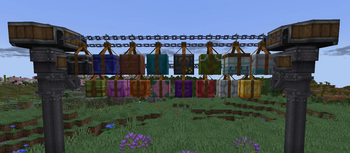 Colored Packages on Chain Conveyor