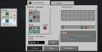 Fighter Villager Inventory