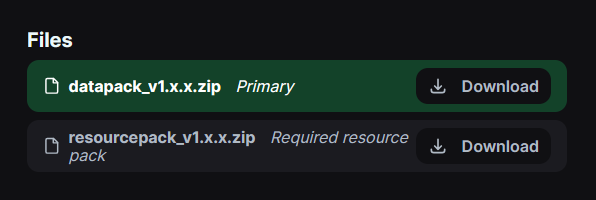 Datapack and Resource Pack download examples