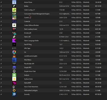 Mod list