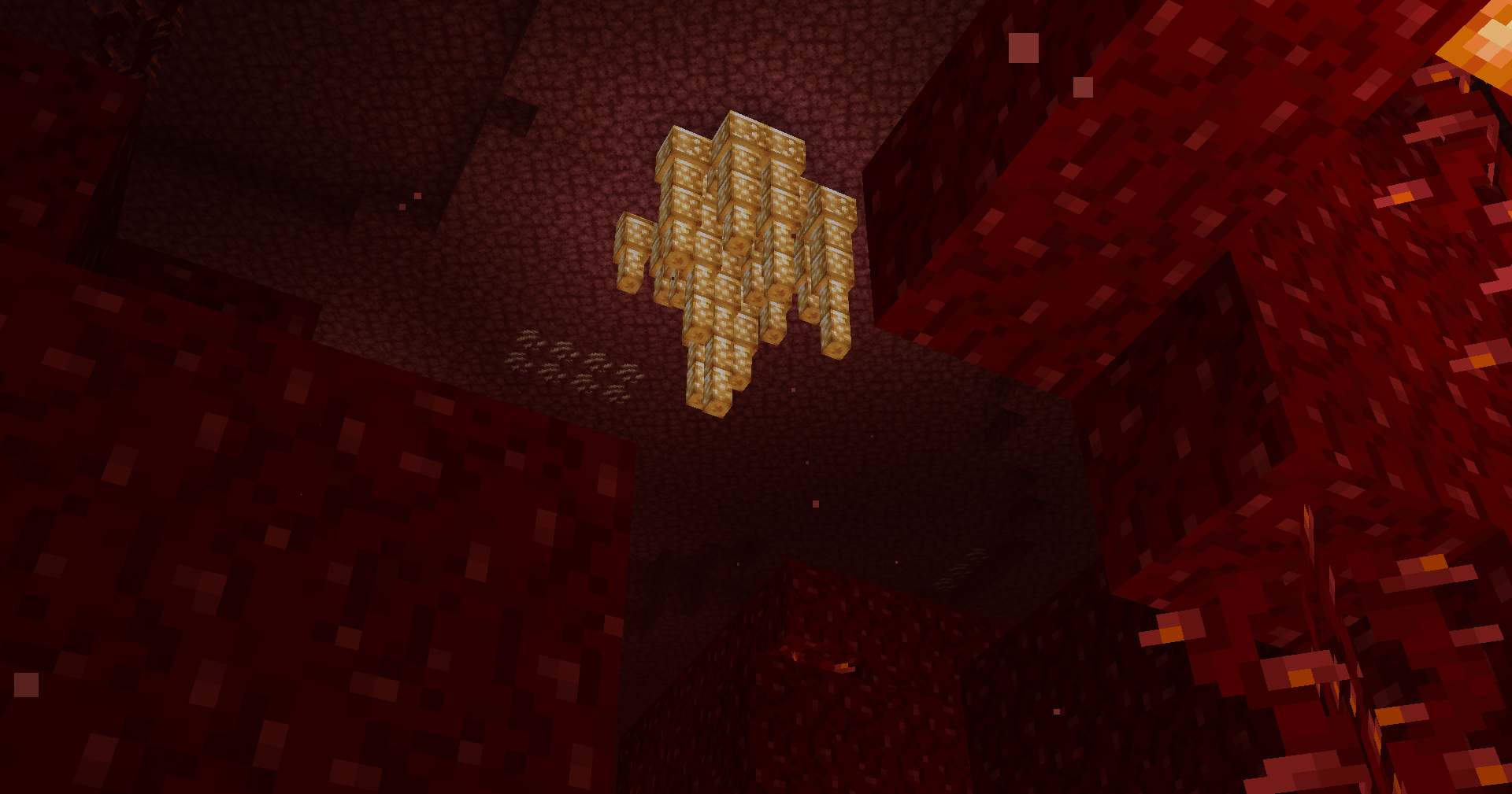A Glowstone Prism cluster from below