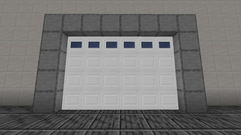 A garage door with an "up and over" opening mechanism