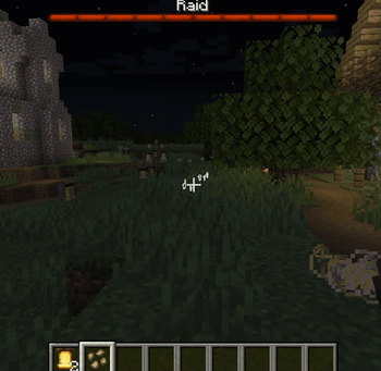 raiders in the cave at a distance of ~90 blocks