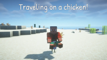 Traveling on a chicken!