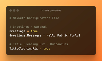 MixSets 0.0.1 Configuration File Example