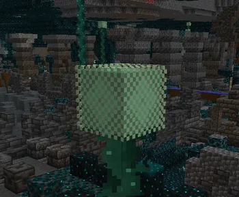 The Sculk Bulb, held up by the Wrapping Sculk Capillaries