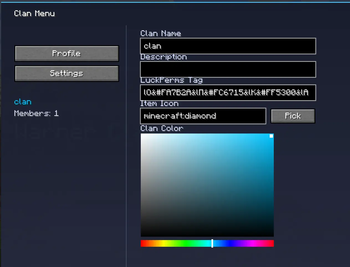 Clan settings menu