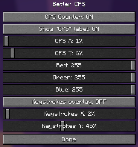 settings screen