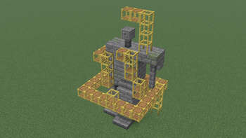 Scaffolding around a partially built statue