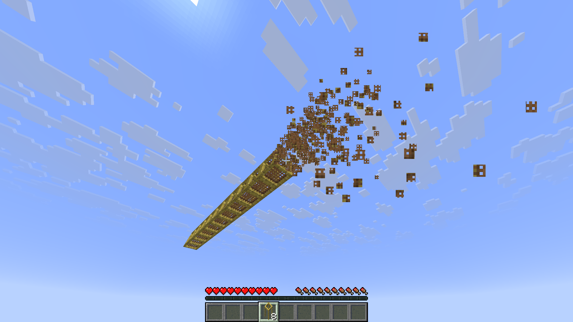 Player breaking scaffolding with items appearing in hotbar instead of dropping in the world