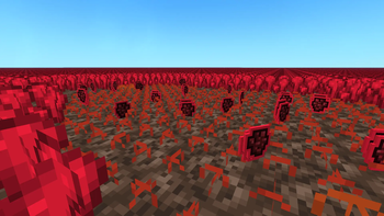 Some Nether Wart items and growing Nether Wart in a field