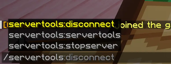 Showing of the /servertools command.