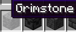 A Minecraft screenshot showing the block Deepslate renamed and retextured to the old Grimstone
