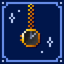 The mod icon for Wolf's Stopwatch, featuring a pixel art gold pocket watch dangling from a gold chain against a dark blue background with a pale blue border and sparkles.