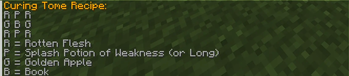 Recipe Commmand for Curing Tome