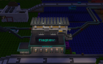 A maglev train station at Modfest: Toybox