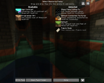 Resourcepack screen