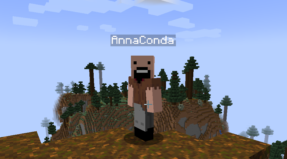 A player named AnnaConda with the skin of Notch