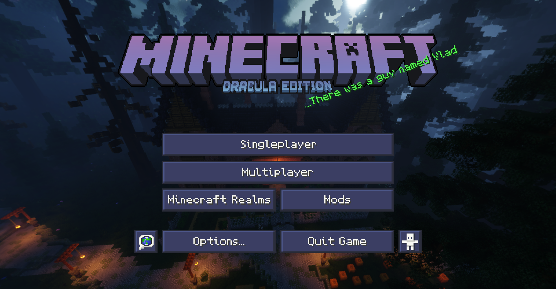 The title screen with the pack installed. (Modified font no longer exists)