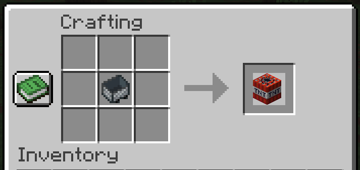 Minecart in Crafting Table and TNT pulled from output