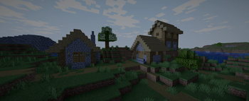 Village houses at dusk