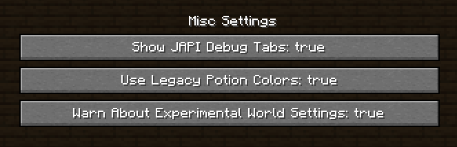 Misc Settings Menu