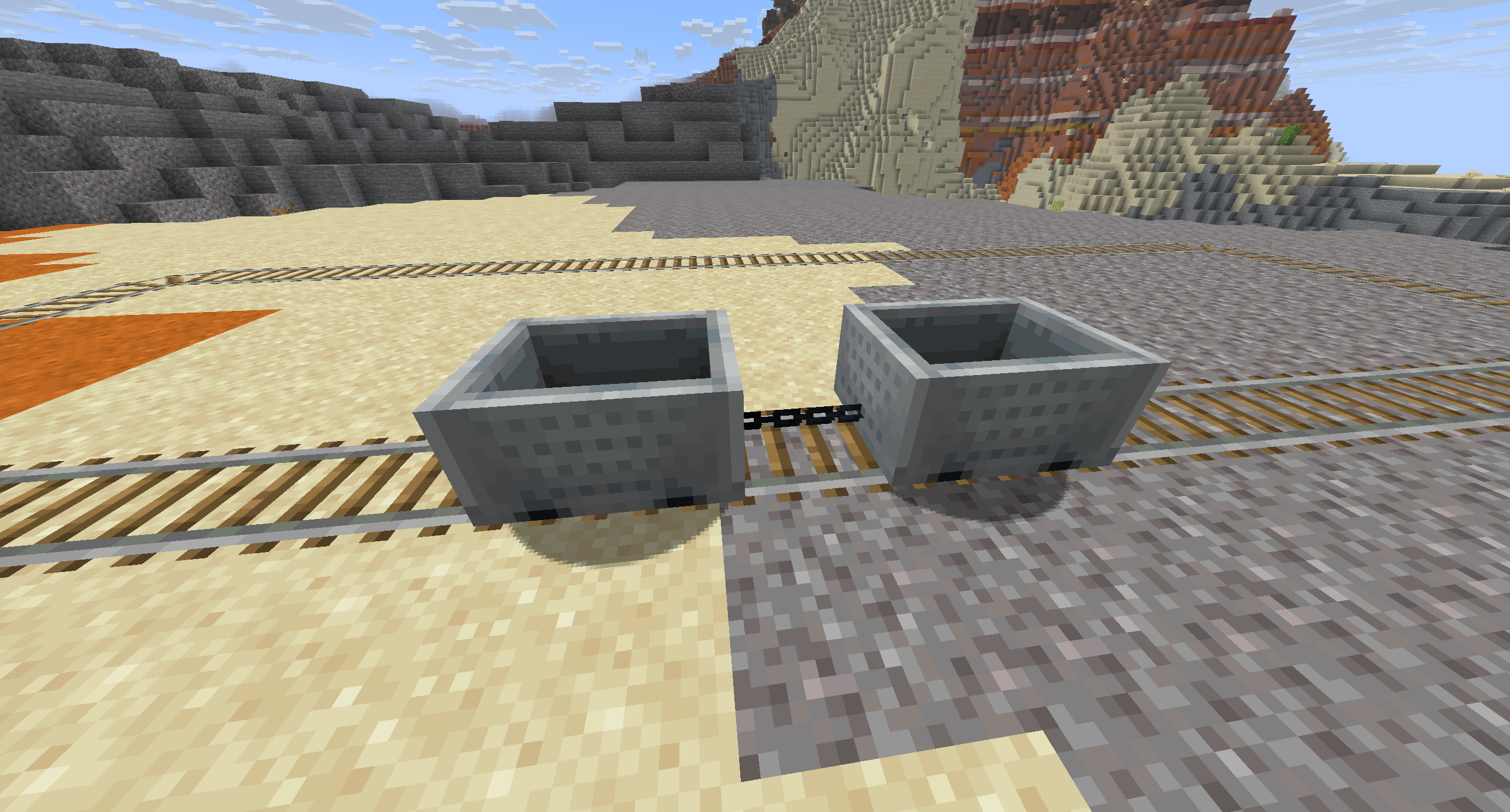Two Minecarts chained together