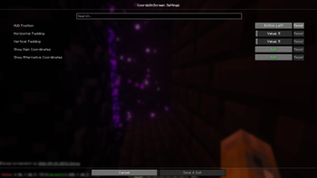 Coordinate settings