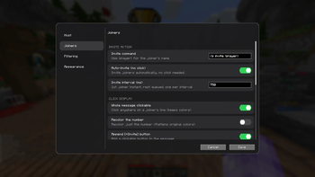 Config screen