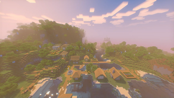 A village with the Super Duper Graphic Pack Shader