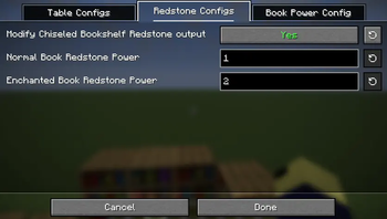 Chiseled Bookshelf Redstone Settings