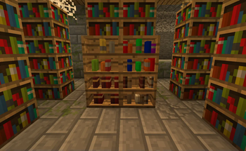 Bookshelves in a Library