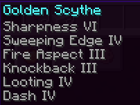 Enchanted golden scythe
