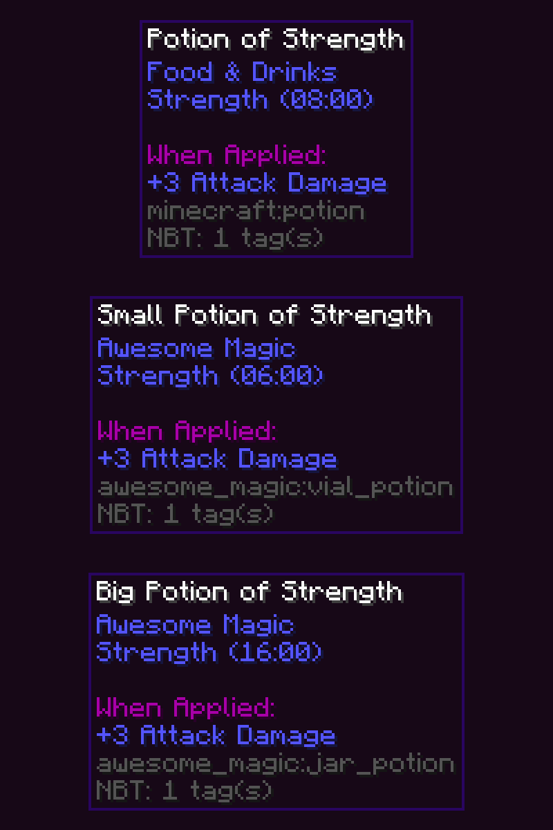 A comparison of potion tooltips