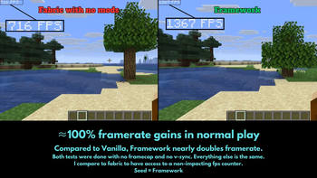 Framerate comparison between Vanilla and Framework