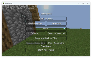 Game menu