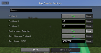 Config screen