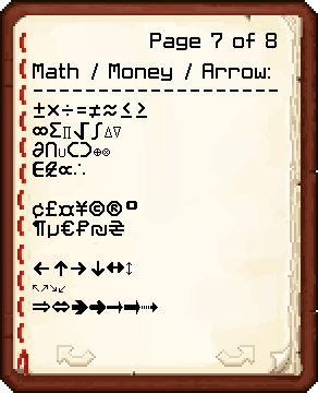 Math / Currency / Arrow Characters