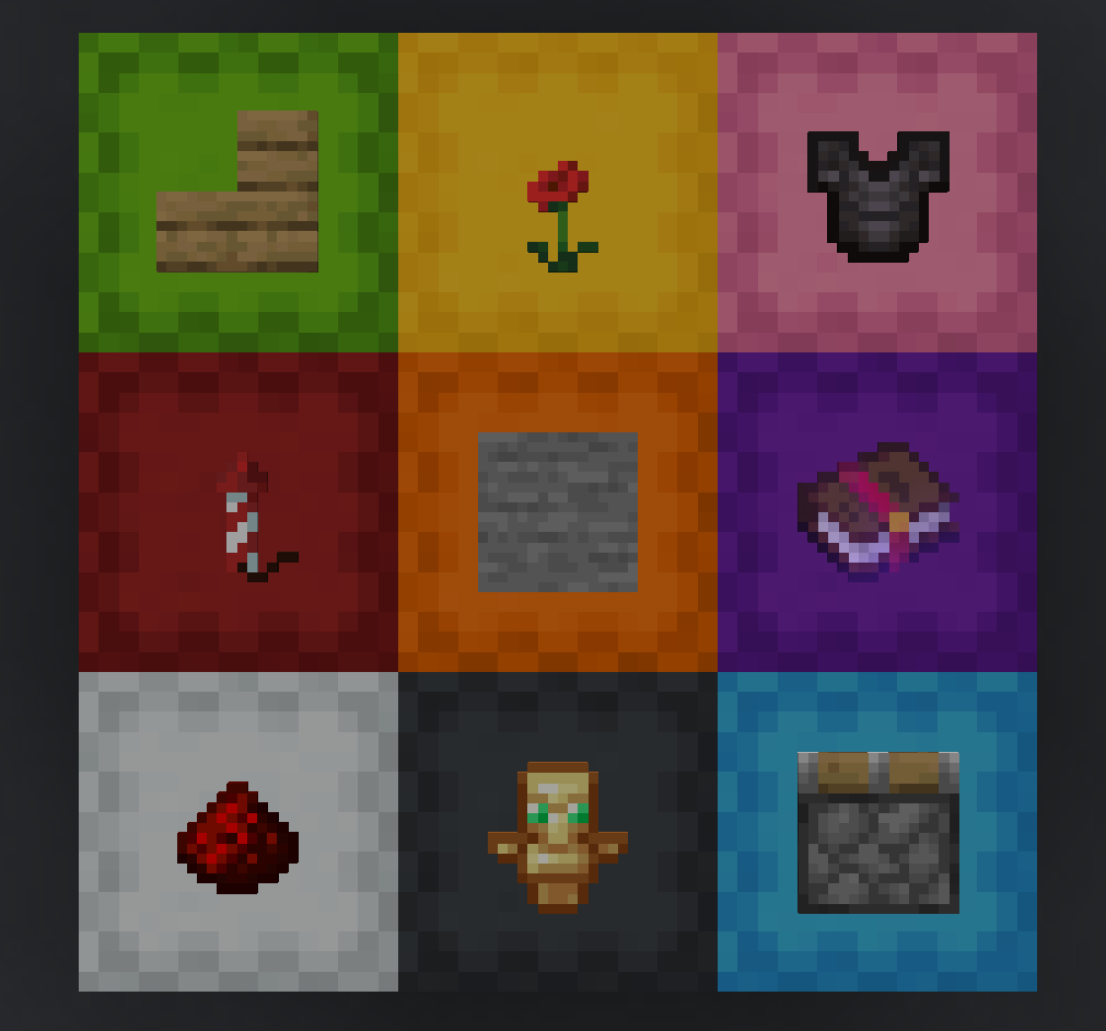 Various different item labels
