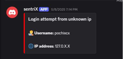 Discord access alert from unbound IP
