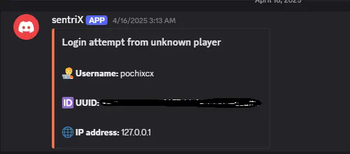 Discord access attempt alert message for non whitelisted player