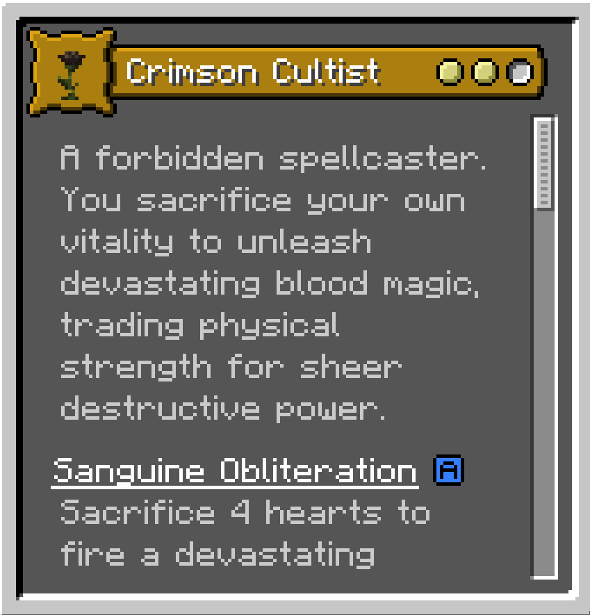 Crimson Cultist - In-game Menu