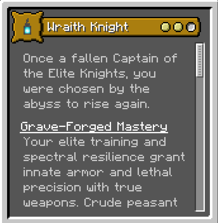 Wraith Knight - In-game Menu